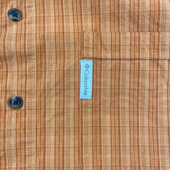 Columbia Shirt Men Large L Orange Striped Button Up Casual Outdoor 100% Cotton - Picture 2 of 9